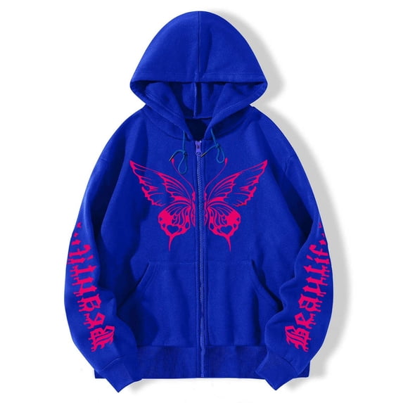 Miaoju Unisex Cropped Double Zip Hoodie Solid Color Spring Long Sleeve Casual Streetwear Outerwear Jacket for Men Women