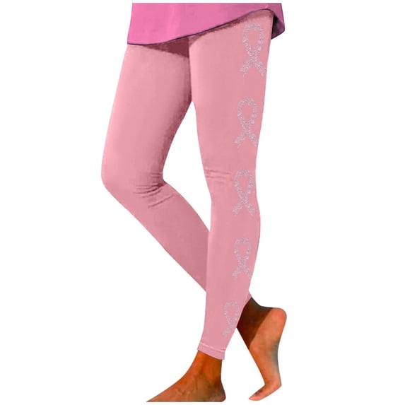 Miaoju Women's Leggings Cancer Awareness Printed Pants Buttery Soft Stretchy Full Length Workout Yoga Pants