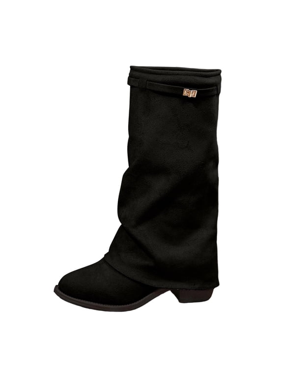Women's Tall Boots Suede Slouchy Style for Fall Winter Casual Daily Wear and Weekend Outings
