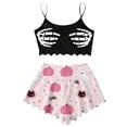 thumbnail image 1 of Miaoju Womens Halloween Loungewear Set Tank Top And Shorts Pajama Set Featuring Spooky Print In Pink Size XL Comfortable Sleepwear For Cozy Home, 1 of 5
