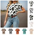 thumbnail image 1 of Miaoju Womens Summer Tops Short Sleeve T-Shirts Western Graphic Crew Neck Casual Cute Tees 2026 Clothes, Black XXL, 1 of 5