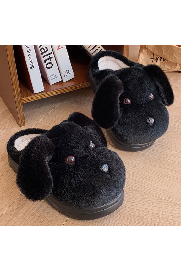 Miaomiao Slippers - Women'S Winter Indoor Footwear Featuring Cartoon Dog Design, Thick And Cozy with Non-Slip Thick Soles, Women Shoes