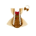 thumbnail image 1 of Miaouyo 0-18 Months Infant Baby Girl Christmas Fall Rompers Gingerbread Man Flying Sleeve Romper Dress Bow Headband Set for Holiday Daily Wear, 1 of 9