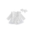 thumbnail image 1 of Miaouyo 0-18 Months Infant Baby Girl Fall Outfits Decorative Flower Butterfly Long Sleeve A Line Mesh Dress and Headband 2 Pcs Clothes Set, 1 of 9