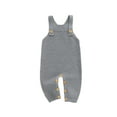 thumbnail image 1 of Miaouyo 0-24 Months Infant Baby Boys Girls Knitted Overalls Stylish Solid Color Ribbed Trim Square Neck Sleeveless Romper, 1 of 9