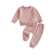 thumbnail image 1 of Miaouyo 0-4T Toddler Baby Girls Fall Clothing Set Fashionable Long Sleeve Dot Pullover with Pants 2 Pcs Fall Outfit, 1 of 9