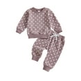 thumbnail image 1 of Miaouyo 0-4T Toddler Baby Girls Fall Clothing Set Fashionable Long Sleeve Dot Pullover with Pants 2 Pcs Fall Outfit, 1 of 9
