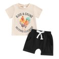 thumbnail image 1 of Miaouyo 2Pcs Baby Boy Summer Outfits Short Sleeve Rooster Print Tops + Shorts Set Infant Clothes, 1 of 10