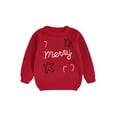 thumbnail image 1 of Miaouyo 3-6T Kids Baby Girls Boys Christmas Sweater Candy Cane Gingerbread Letter Embroidered Crewneck Long Sleeve Knit Tops, 1 of 9