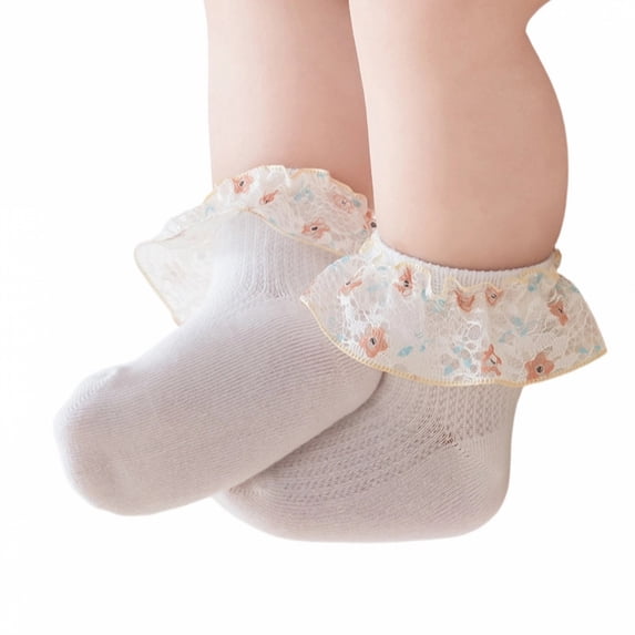 Miaouyo Ankle Socks for Little Girls Lace Ruffle Cuff Breathable Princess Socks