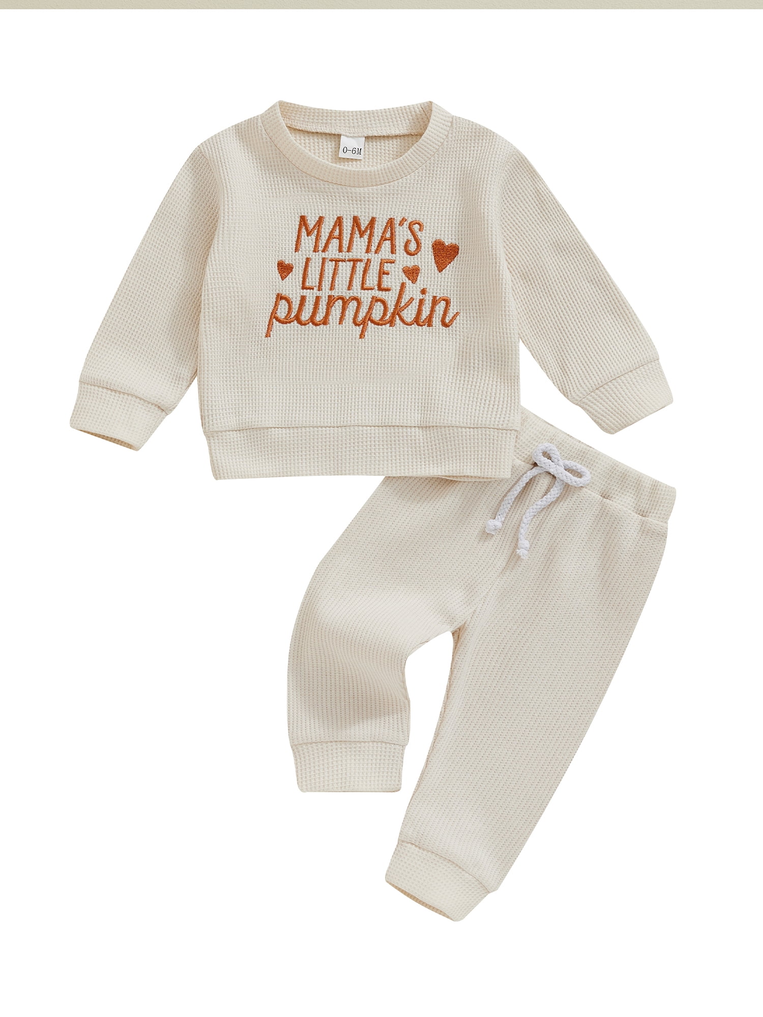 Miaouyo Baby 2Pcs Fall Outfits Long Sleeve Heart Letter Embroidery