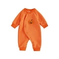 thumbnail image 1 of Miaouyo Baby Boy Girl Halloween Romper Cute Ghost Embroidery Long Sleeve Full Length Jumpsuit for Fall, 1 of 9