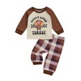 thumbnail image 1 of Miaouyo Baby Boy Girl Thanksgiving Lounge Set, Turkey Print Long Sleeve Tops Plaid Elastic Waist Pants 2 Piece Set, 1 of 9