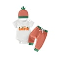 thumbnail image 1 of Miaouyo Baby Boys 3Pcs Easter Outfits Short Sleeve Romper with Contrast Color Pants Hat Set Newborn Clothes, 1 of 9