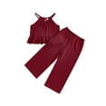 thumbnail image 1 of Miaouyo Baby Girl 2Pcs Summer Outfits Sleeveless Ruffle Cami Tops + Wide Leg Pants Set Toddler Clothes, 1 of 9
