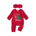 thumbnail image 1 of Miaouyo Baby Girl Christmas Romper Embroidery Crew Neck Bodysuits with Headband, 1 of 9