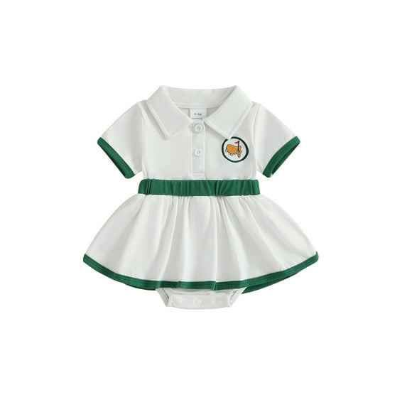 Miaouyo Baby Girl Golf Romper Dress Half Button-up Collared Short Sleeve Bodysuit Cute Summer Clothes
