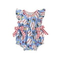 thumbnail image 1 of Miaouyo Baby Girl Summer Romper Baseball Print Flutter Sleeve Round Neck Jumpsuit Infant Bodysuit Streetwear, 1 of 8