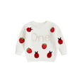 thumbnail image 1 of Miaouyo Baby Girls Birthday Knit Fall Sweater 9 12 18 Months Fashionable Strawberry and Letter Embroidery Crew Neck Long Sleeve Birthday Tops, 1 of 9