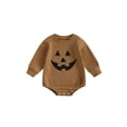 thumbnail image 1 of Miaouyo Baby Girls Boys Halloween Romper Casual Pumpkin Print Round Neck Long Sleeve Jumpsuit for Fall Winter, 1 of 9