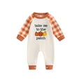 thumbnail image 1 of Miaouyo Baby Jumpsuit, Long Sleeve Crew Neck Letters Pumpkin Plaid Newborn Romper Halloween Baby Clothes for Girls Boys, 1 of 9