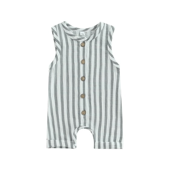 Miaouyo Baby Jumpsuit, Sleeveless Crew Neck Striped Summer Romper Clothes for Girls Boys