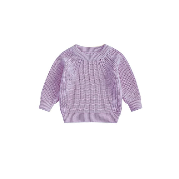 Miaouyo Baby Knit Sweaters Long Sleeve Round Neck Solid Color Pullover Toddler Fall Tops