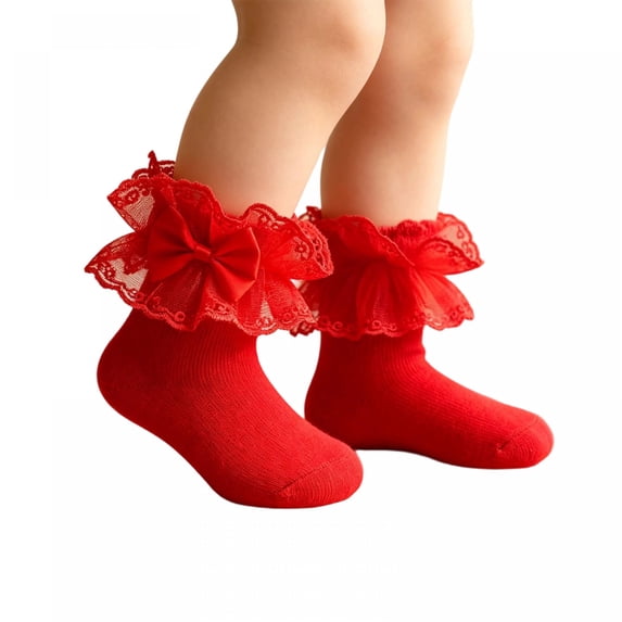 Miaouyo Girls Spring Summer Ankle Socks 3D Bow and Lace Trim Crew Socks