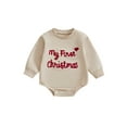 thumbnail image 1 of Miaouyo Infant Baby Boy Girl Christmas Rompers 0 3 6 12 18 Months Letters Embroidery Crew Neck Long Sleeve Jumpsuit, 1 of 9