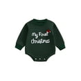 thumbnail image 1 of Miaouyo Infant Baby Boy Girl Christmas Rompers 0 3 6 12 18 Months Letters Embroidery Crew Neck Long Sleeve Jumpsuit, 1 of 9