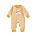 thumbnail image 1 of Miaouyo Infant Baby Boy Girl Fall Romper 0 3 6 12 18 Months Stripe Duck Embroidery Long Sleeve Round Neck Full Length Jumpsuit, 1 of 9