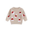 thumbnail image 1 of Miaouyo Infant Baby Boys Girls Christmas Sweater 0 3 6 9 12 18 Months Tree/Santa Hat Embroidery Long Sleeve Crew Neck Chunky Knitwear, 1 of 9