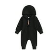 thumbnail image 1 of Miaouyo Infant Baby Boys Girls Fall Jumpsuit 0 3 6 12 Months Long Sleeve Hooded Zip-up Solid Fall Romper, 1 of 8