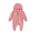 thumbnail image 1 of Miaouyo Infant Baby Boys Girls Fall Jumpsuit 0 3 6 12 Months Long Sleeve Hooded Zip-up Solid Fall Romper, 1 of 8