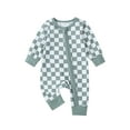 thumbnail image 1 of Miaouyo Infant Baby Girl Boy Checkerboard Fall Romper 0 3 6 9 12 Months Round Neck Long Sleeve Full Length Zipper Jumpsuit, 1 of 9