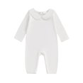 thumbnail image 1 of Miaouyo Infant Baby Girl Boy Spring Fall Romper 0 3 6 12 18 Months Long Sleeve Doll Collar Snap Closure Jumpsuit, 1 of 9