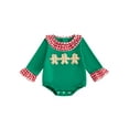 thumbnail image 1 of Miaouyo Infant Baby Girl Christmas Romper 0 3 6 12 18 Months Gingerbread Embroidered Plaid Ruffle Trim Long Sleeve Bodysuit Cute Winter Fall Clothes, 1 of 9
