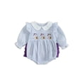 thumbnail image 1 of Miaouyo Infant Baby Girl Halloween Jumpsuit 0 3 6 12 18 24 Months Long Sleeve Doll Collar Ghost Embroidery Striped Romper, 1 of 9