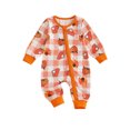 thumbnail image 1 of Miaouyo Infant Baby Girl Thanksgiving Day Romper 0 3 6 12 18 Months Long Sleeve O Neck Turkey Pumpkin Print Jumpsuit, 1 of 9
