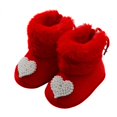 thumbnail image 1 of Miaouyo Infant Baby Girls Booties Fuzzy Cuff Non Slip Soft Sole First Walker Shoes, 1 of 9