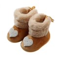 thumbnail image 1 of Miaouyo Infant Baby Girls Booties Fuzzy Cuff Non Slip Soft Sole First Walker Shoes, 1 of 9