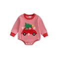 thumbnail image 1 of Miaouyo Infant Baby Girls Boys Christmas Fall Romper 0 3 6 9 12 18 Months Stripes Embroidery Candy Cane/Tree Fall Bodysuit, 1 of 9