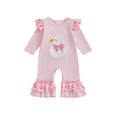 thumbnail image 1 of Miaouyo Infant Baby Girls Fall Romper 0 3 6 12 18 Months Goose Embroidery Long Sleeve Round Neck Full Length Jumpsuit, 1 of 9