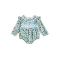 thumbnail image 1 of Miaouyo Infant Baby Girls Fall Romper 0 3 6 9 12 18 Months Plaid Print Bow Embroidery Long Sleeve Ruffled Round Neck Jumpsuit, 1 of 9