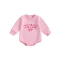 thumbnail image 1 of Miaouyo Infant Baby Girls Fall Sweatshirts Rompers 0 3 6 12 18 Months Letter Bowknot Embroidered Round Neck Long Sleeve Fall Jumpsuits, 1 of 9