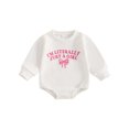 thumbnail image 1 of Miaouyo Infant Baby Girls Fall Sweatshirts Rompers 0 3 6 12 18 Months Letter Bowknot Embroidered Round Neck Long Sleeve Fall Jumpsuits, 1 of 9