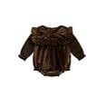 thumbnail image 1 of Miaouyo Infant Baby Girls Velvet Fall Romper 0 3 6 12 18 Months Fashionable Solid Color Ruffled Round Neck Long Sleeve Bubble Jumpsuit, 1 of 9