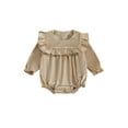 thumbnail image 1 of Miaouyo Infant Baby Girls Velvet Fall Romper 0 3 6 12 18 Months Fashionable Solid Color Ruffled Round Neck Long Sleeve Bubble Jumpsuit, 1 of 9