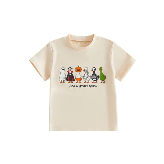Miaouyo Kids Halloween T-shirt, Short Sleeve Crew Neck Goose Print Summer Tops