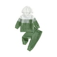 thumbnail image 1 of Miaouyo Toddler Baby Boy Fall Outfit 3 6 12 18 24 Months 2T 3T Contrast Color Long Sleeve Hooded Sweatshirt and Elastic Pants 2 Piece Clothes Set, 1 of 9